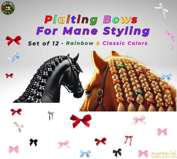 Pony Mane / Tail Bows | Set of 12 1.7” Horse Plaiting Band Bows Perfect for Grooming, Styling, & Adding Magic to Your Horse or Pony's Look!