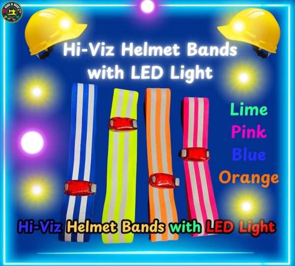 Hi-Viz Reflective Riding Hat Band with LED Light | Helmet Band | Orange, Lime, Yellow, Pink, Blue | Equestrian Safety Horse Riders Outdoor