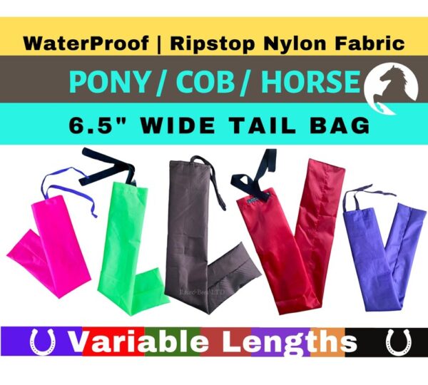 6.5" Wide Tail Saver Bag | Equine Tail Sack | Horse Cob Pony Tail Care | Equestrian Tack | Waterproof | Braid Tail Cover | Grooming Protect