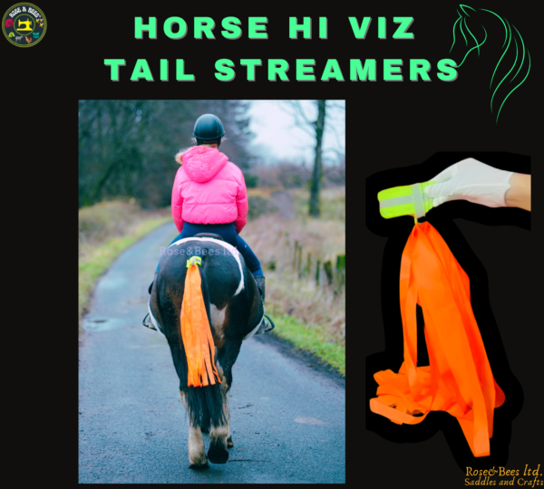 HORSE Hi Viz Reflective Tail Streamers | Adjustable Velcro & Elastic Band | Many Colours | Weatherproof | Be Seen Stay Safe On Road | Rider