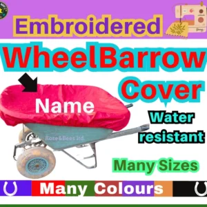 Wheelbarrow Cover | 3 Sizes | Garden Barrow Cover | Rain Cover for WheelBarrow | Water Resistant, Embroidered Personalised | Equestrian Aid