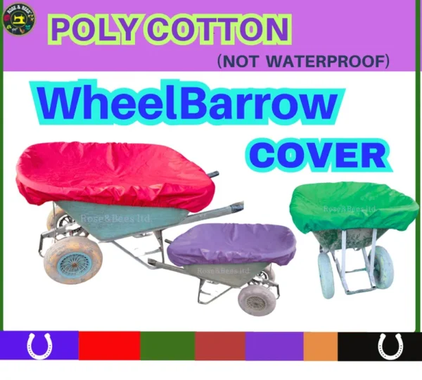 Lightweight Polycotton Wheelbarrow Cover | Elastic Fit | Fits Small, Large, XL Barrows | Durable | hay and straw cover | Farm Aid Equestrian