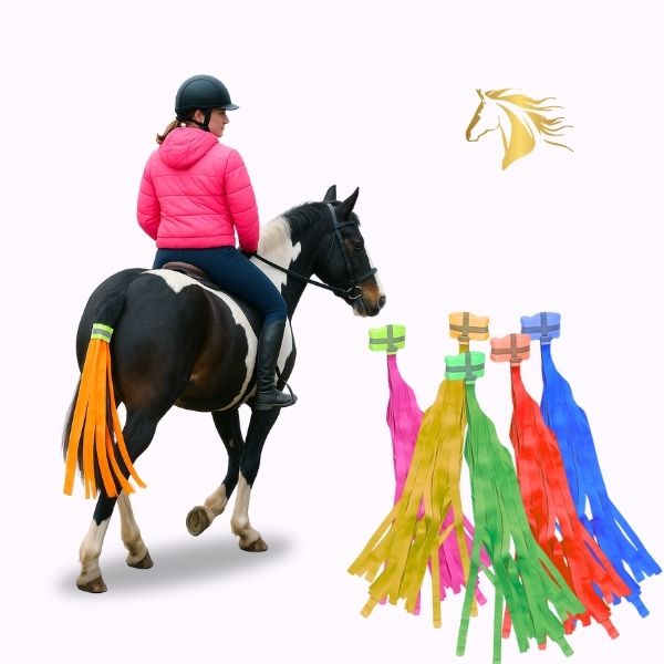 HORSE Hi Viz Reflective Tail Streamers | Adjustable Velcro & Elastic Band