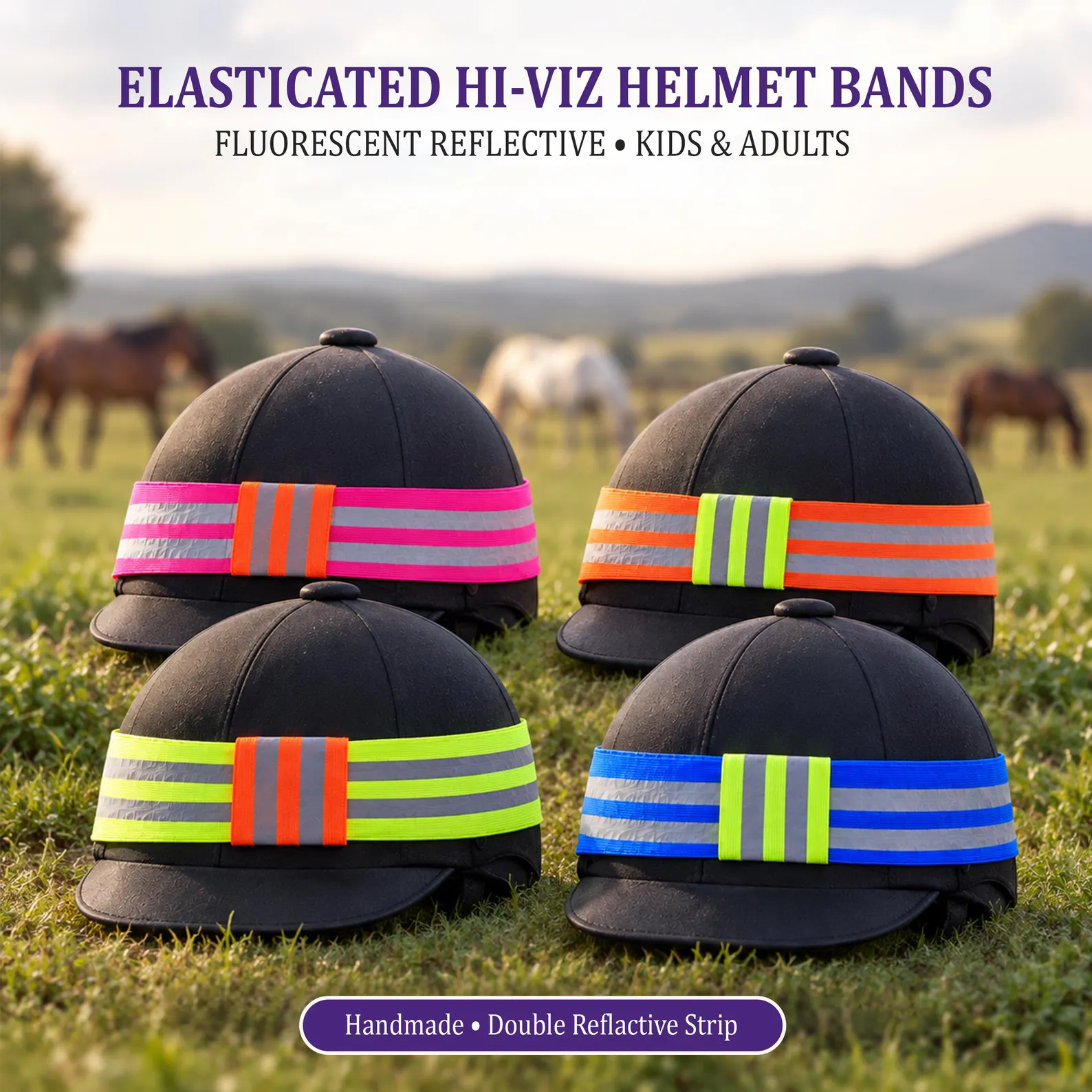 Helmet Safety Band | Elasticated Hi Viz Fluorescent