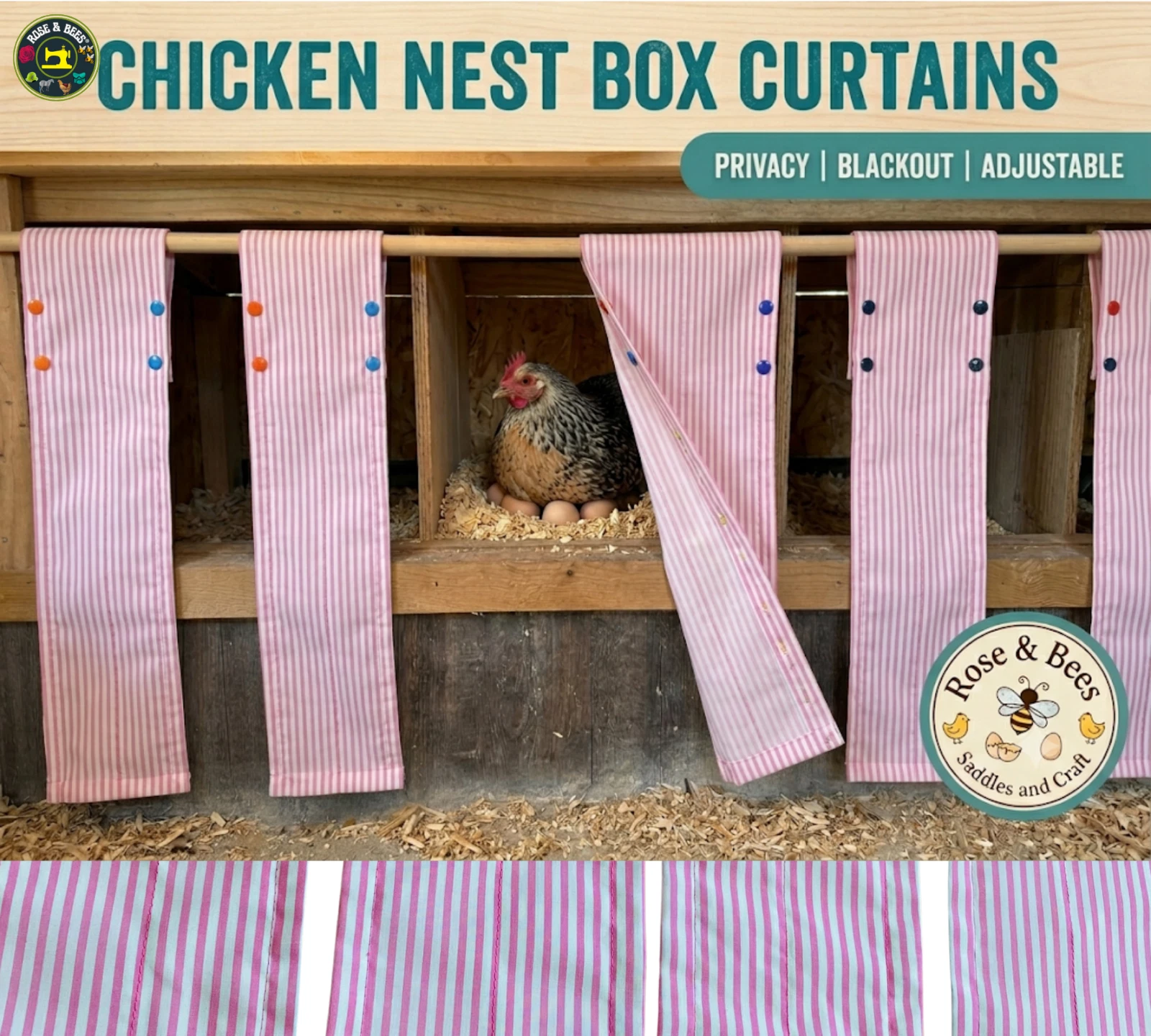 CHICKEN NEST BOX CURTAINS | Hen Privacy Curtains | Nesting Box Cover |Coop Cover