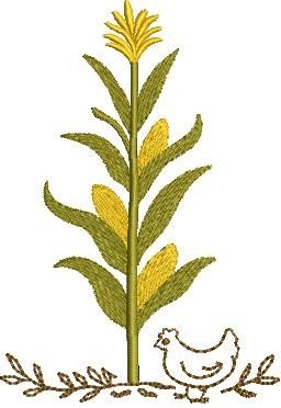 Corn & Chicken Farmhouse Machine Embroidery Design | Digital Download