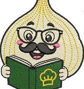 Funny Garlic Reading Book Embroidery Design | Machine Embroidery Digital Download