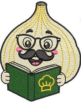 Funny Garlic Reading Book Embroidery Design | Machine Embroidery Digital Download