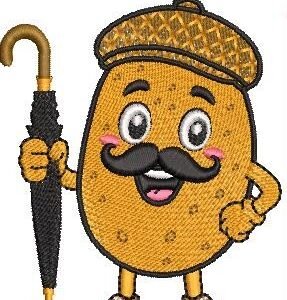 Cute Potato with Umbrella Machine Embroidery Design | Digital Download