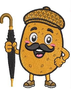 Cute Potato with Umbrella Machine Embroidery Design | Digital Download