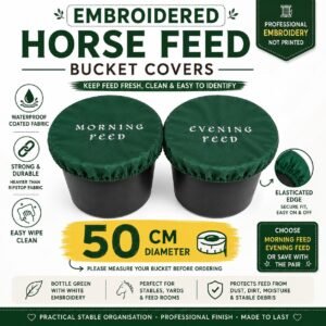 EMBROIDERED Horse Feed Bucket Cover Waterproof Elasticated 50cm Morning Evening Feed Stable Equestrian Yard Pony Accessories Standard Size